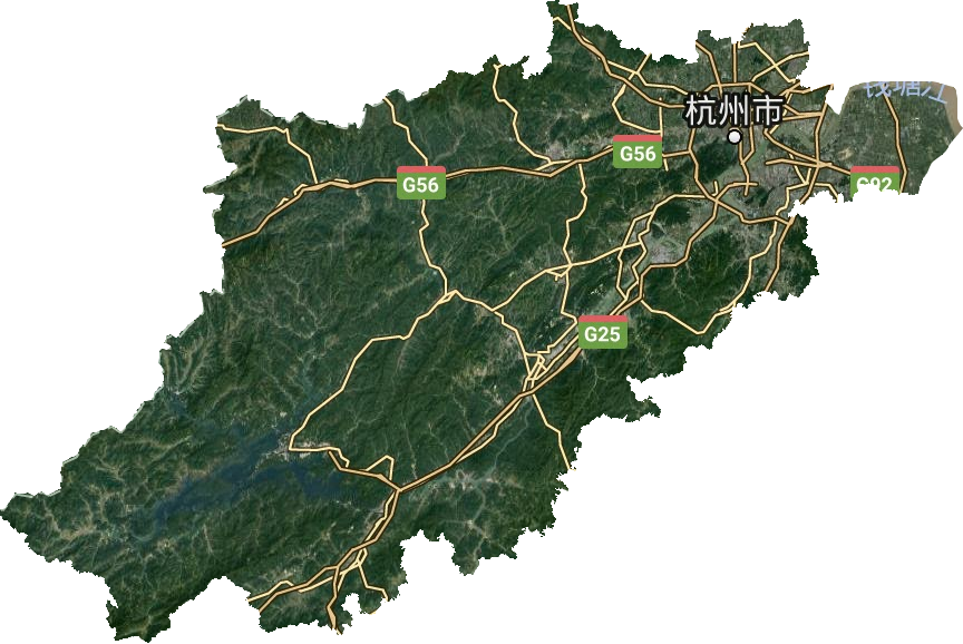 杭州市高清地形地图,杭州市高清谷歌地形地图