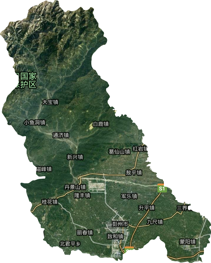 彭州市高清卫星地图,彭州市高清谷歌卫星地图