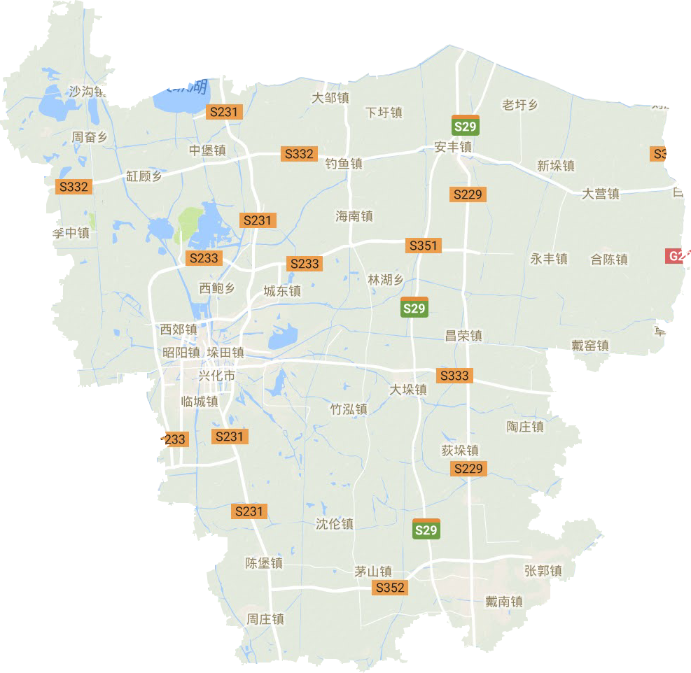 兴化市高清地形地图
