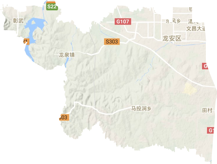 龙安区高清地形地图,龙安区高清谷歌地形地图