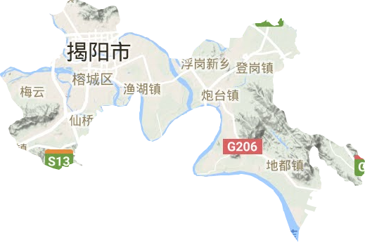 榕城区地形图