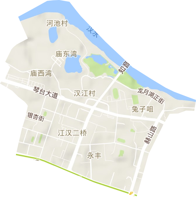 江汉二桥街道地形图