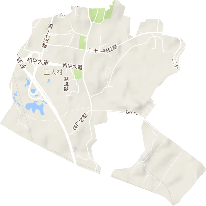 工人村街道地形图