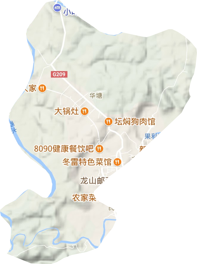 华塘街道地形图