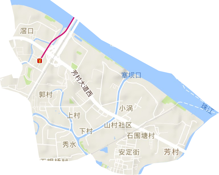 石围塘街道地形图