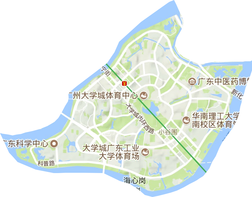 小谷围街道地形图