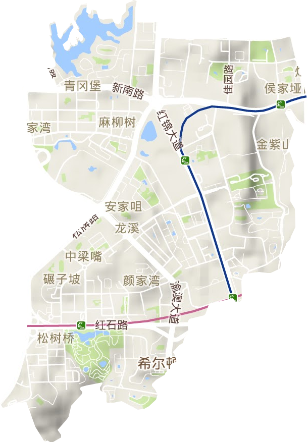 龙溪街道地形图