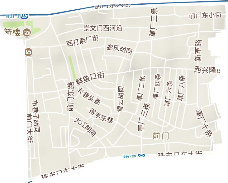 前门街道高清地形地图