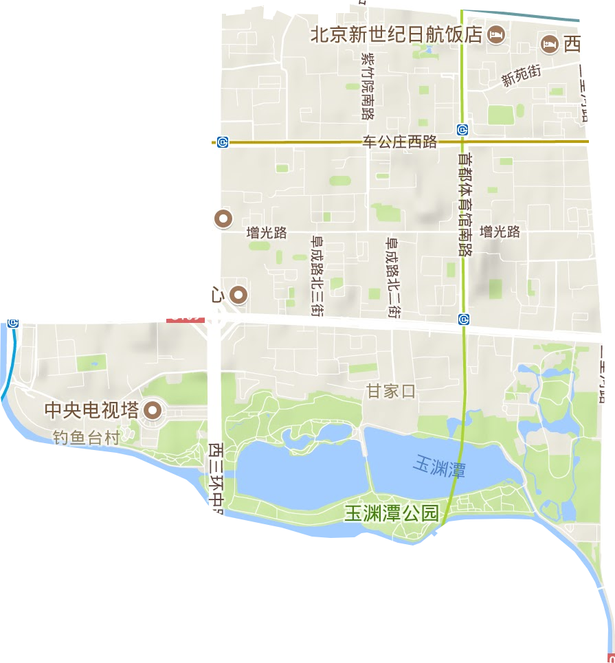 甘家口街道地形图