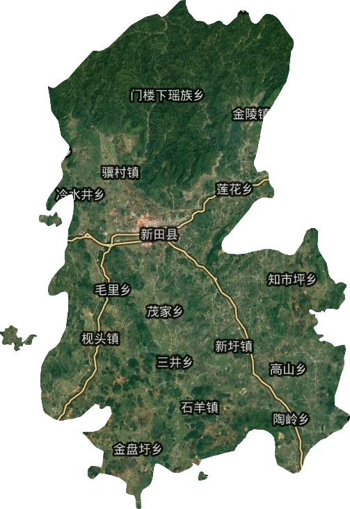 新田县高清地形地图