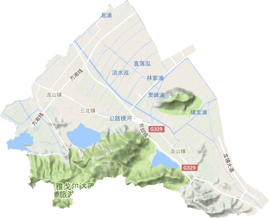 龙山镇高清地形地图