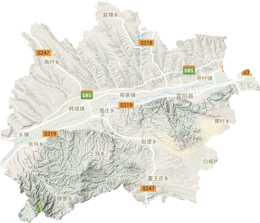 宜阳县高清地形地图,宜阳县高清谷歌地形地图