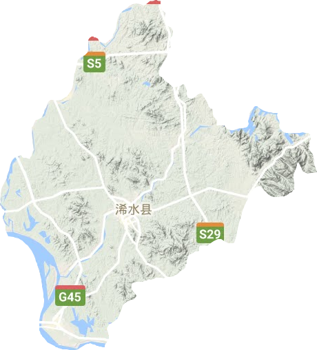 浠水县高清地形地图