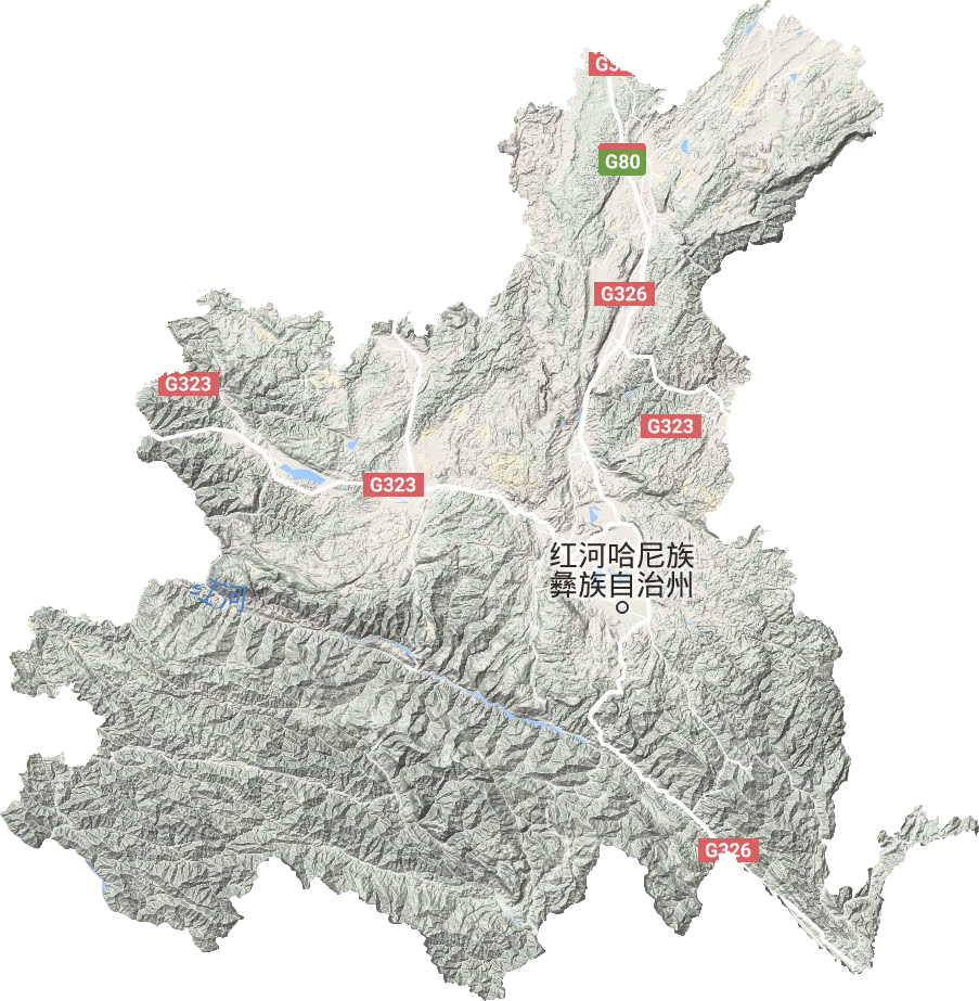 红河哈尼族彝族自治州高清地形地图
