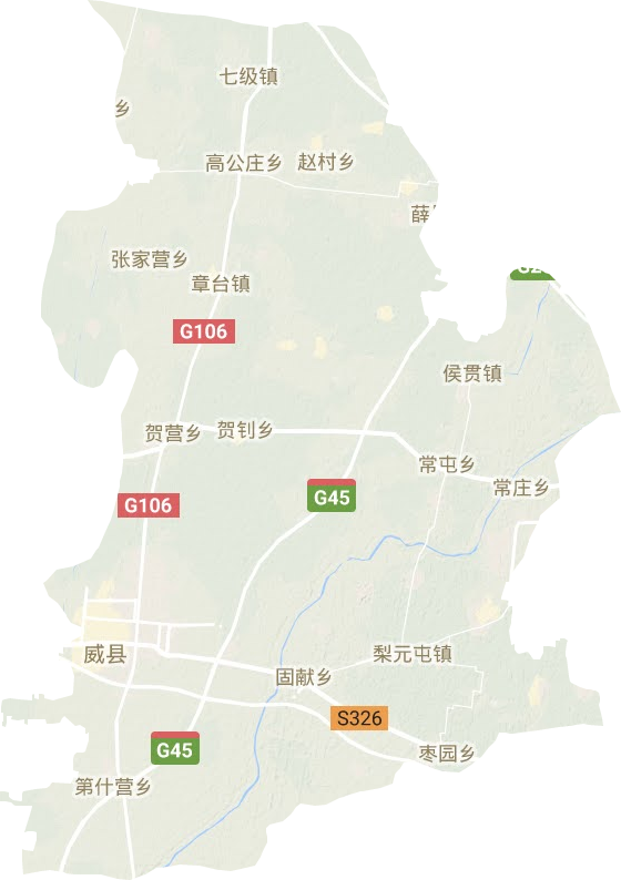 威县高清地形地图